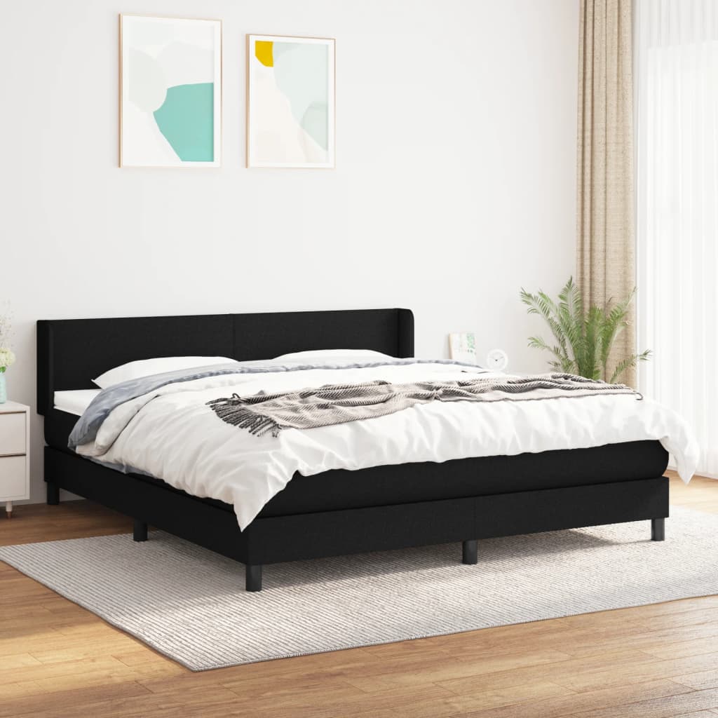 Sommier à lattes de lit avec matelas Noir 160x200 cm Tissu - XIOS
