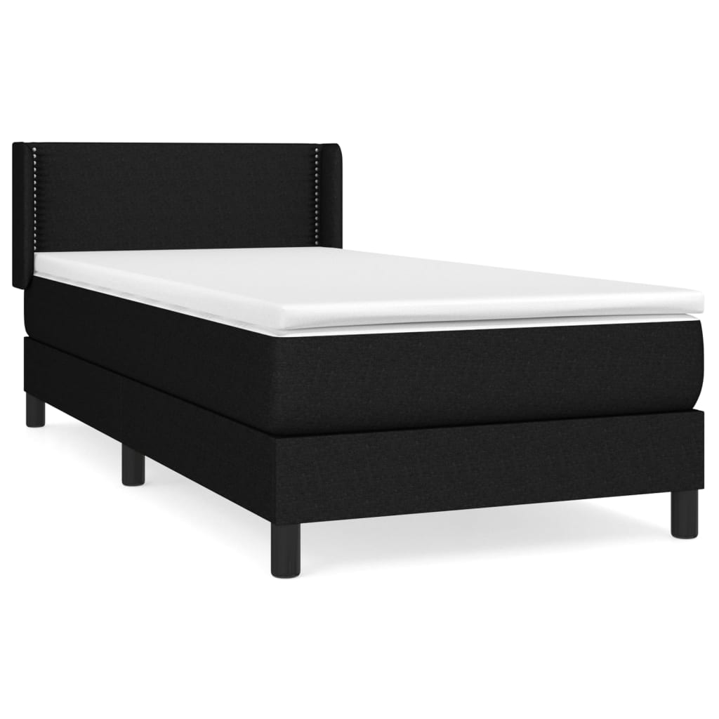 Sommier à lattes de lit avec matelas Noir 90x190 cm Tissu - XIOS