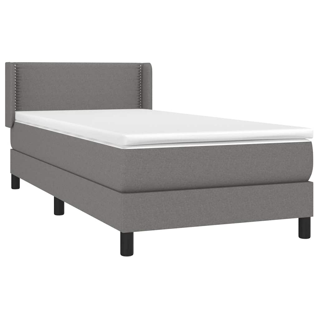 Sommier à lattes de lit avec matelas Gris foncé 90x200 cm Tissu