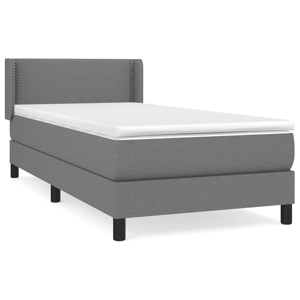 Sommier à lattes de lit avec matelas Gris foncé 100x200cm Tissu