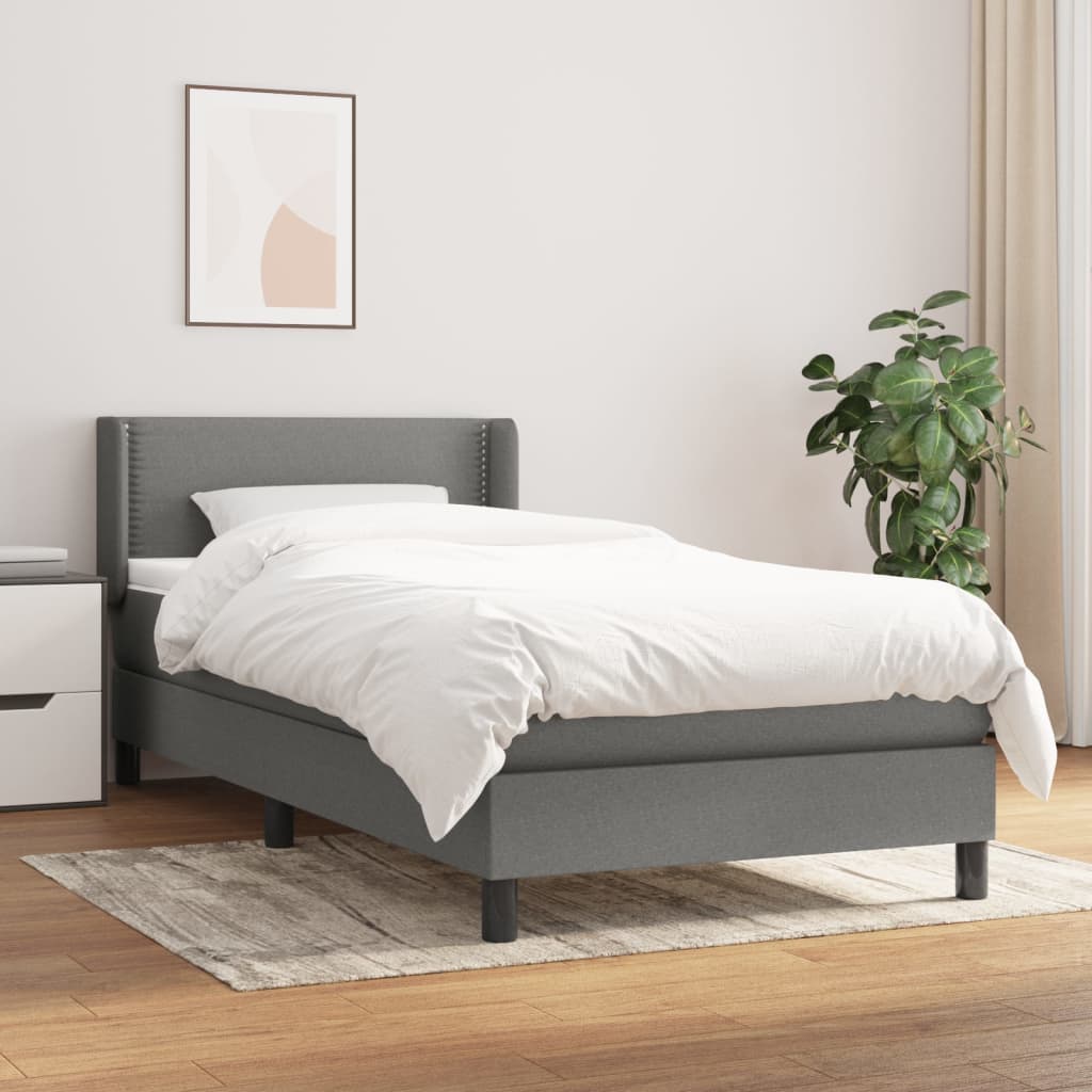 Sommier à lattes de lit avec matelas Gris foncé 100x200cm Tissu - XIOS