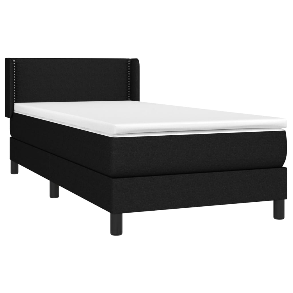 Sommier à lattes de lit avec matelas Noir 100x200 cm Tissu - XIOS