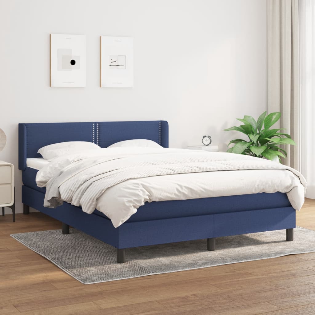 Sommier à lattes de lit avec matelas Bleu 140x190 cm Tissu - XIOS
