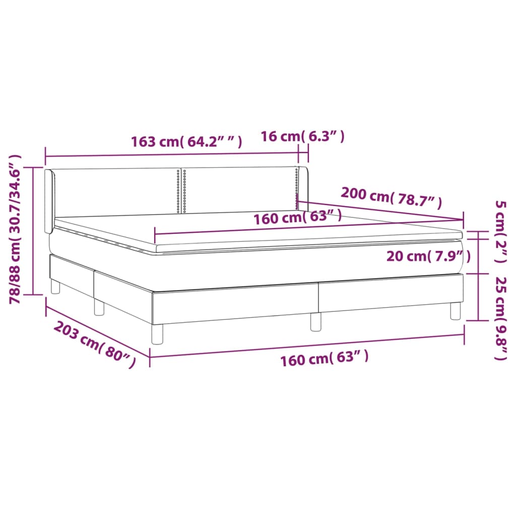 Sommier à lattes de lit avec matelas Noir 160x200 cm Tissu - XIOS