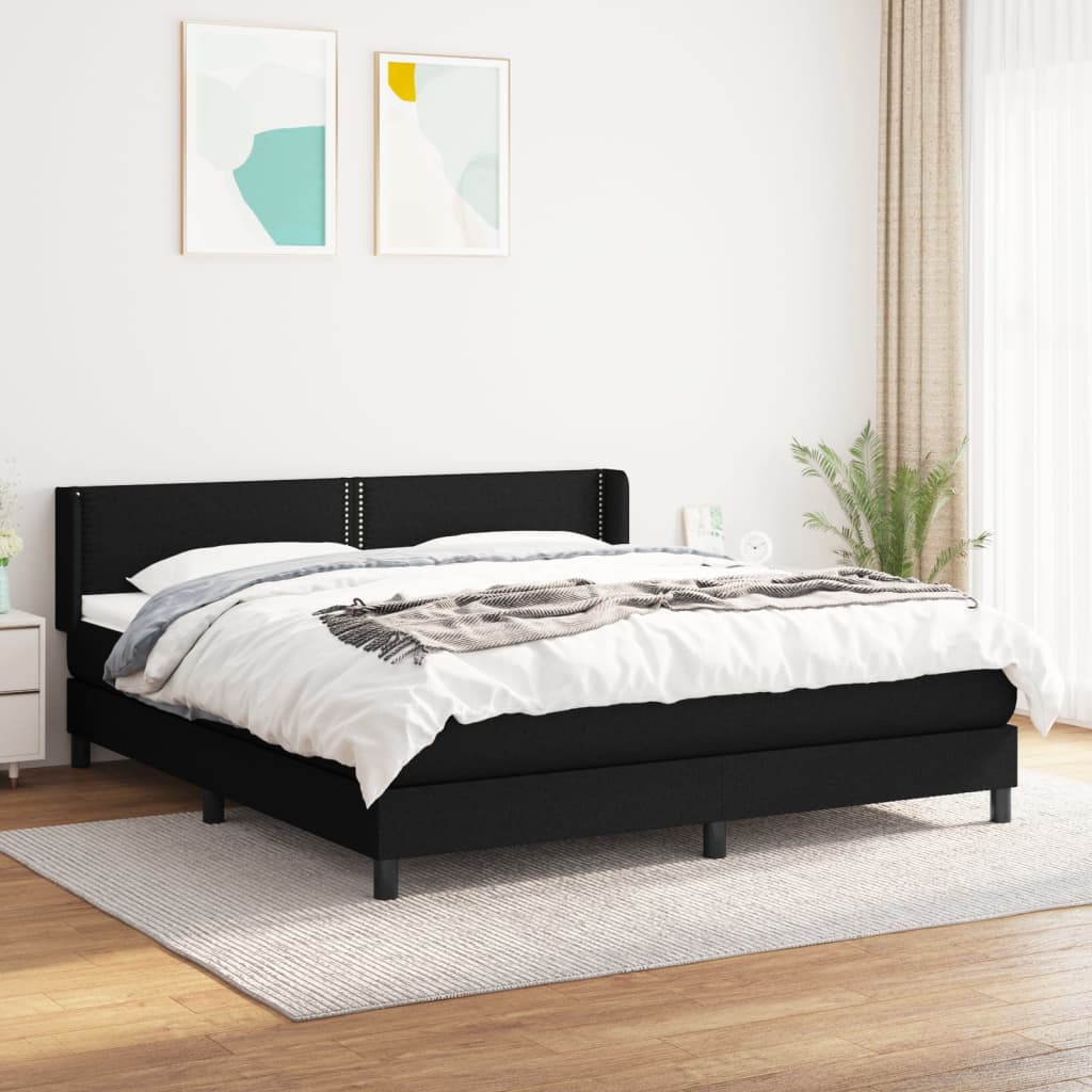 Sommier à lattes de lit avec matelas Noir 160x200 cm Tissu - XIOS