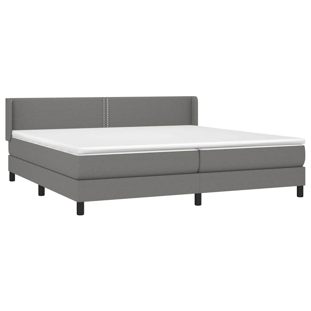 Sommier à lattes de lit avec matelas Gris foncé 200x200cm Tissu