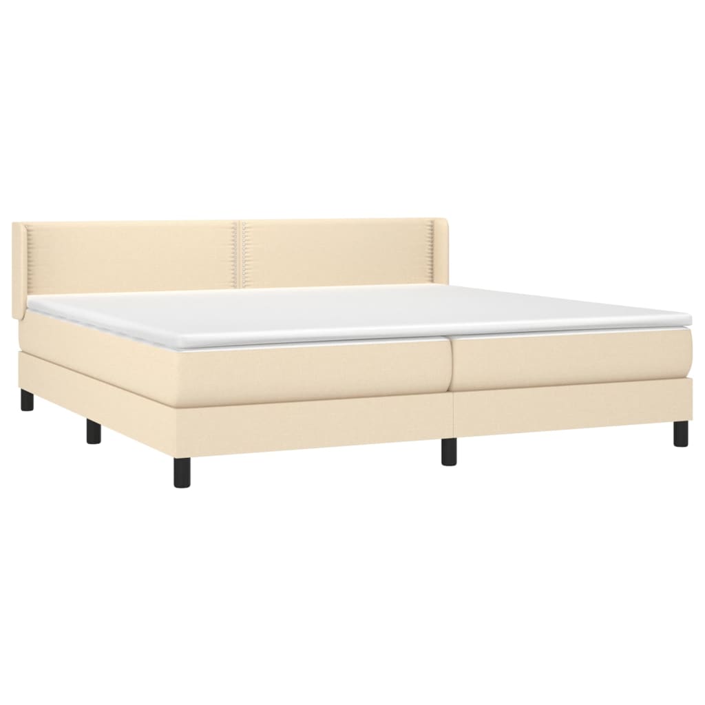 Sommier à lattes de lit avec matelas Crème 200x200 cm Tissu - XIOS
