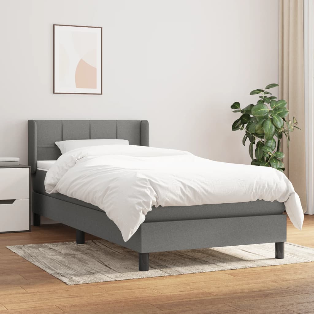 Sommier à lattes de lit avec matelas Gris foncé 80x200 cm Tissu - XIOS