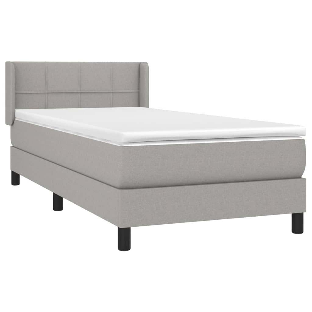 Sommier à lattes de lit et matelas Gris clair 90x190 cm Tissu - XIOS