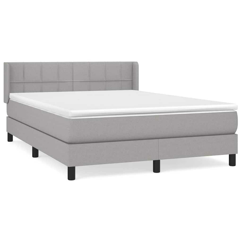 Sommier à lattes de lit avec matelas Gris clair 140x200cm Tissu