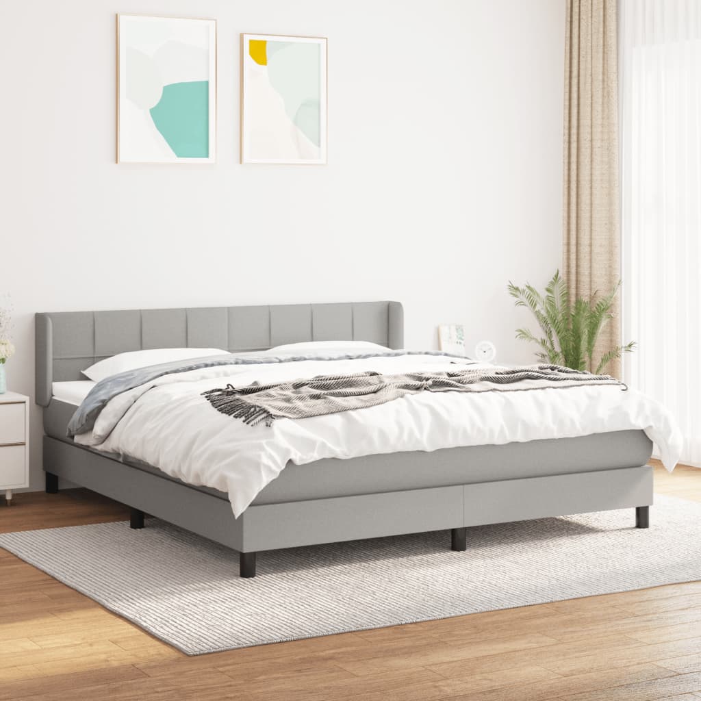 Sommier à lattes de lit avec matelas Gris clair 160x200cm Tissu - XIOS