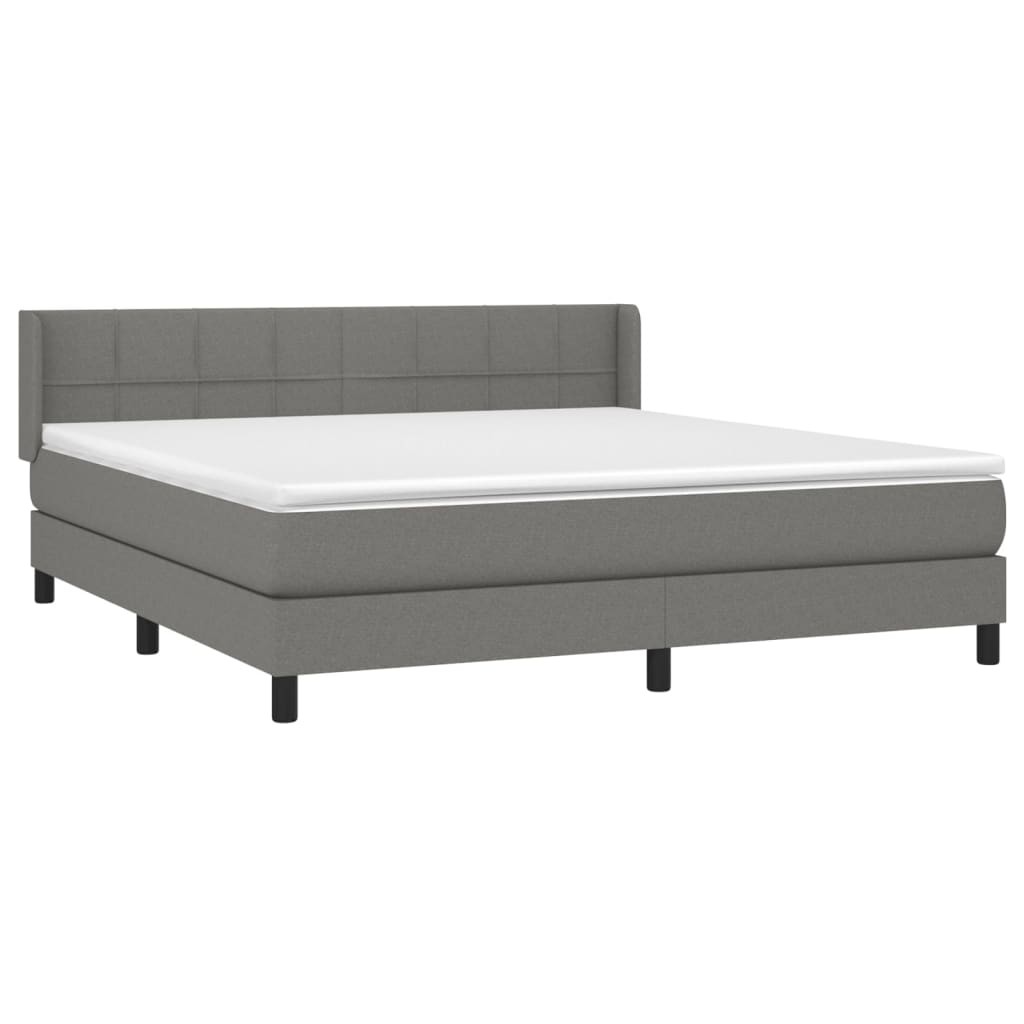 Sommier à lattes de lit avec matelas Gris foncé 160x200cm Tissu - XIOS