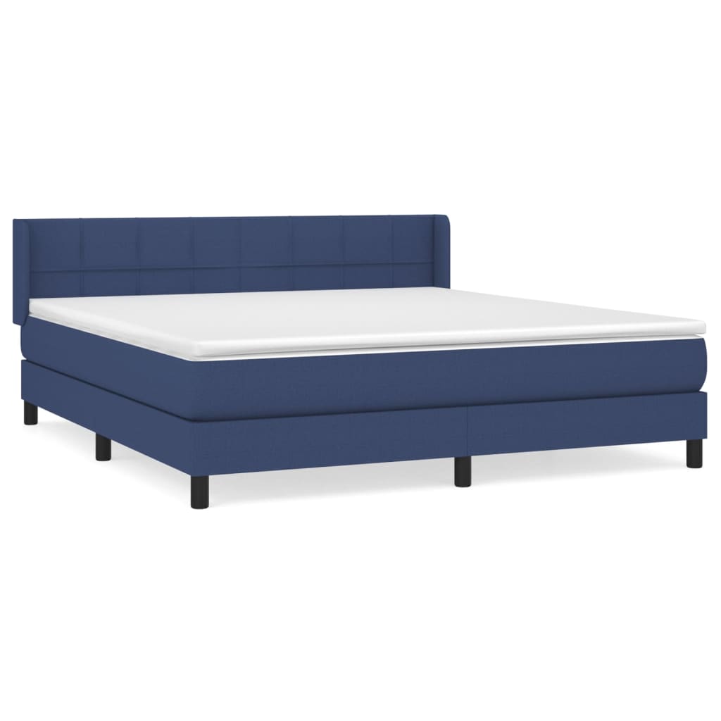 Sommier à lattes de lit avec matelas Bleu 160x200 cm Tissu - XIOS