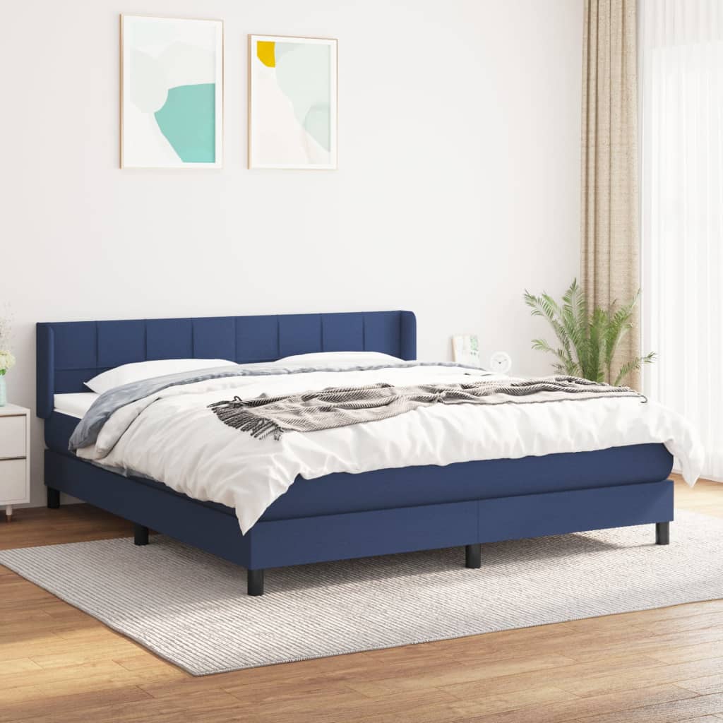 Sommier à lattes de lit avec matelas Bleu 160x200 cm Tissu - XIOS