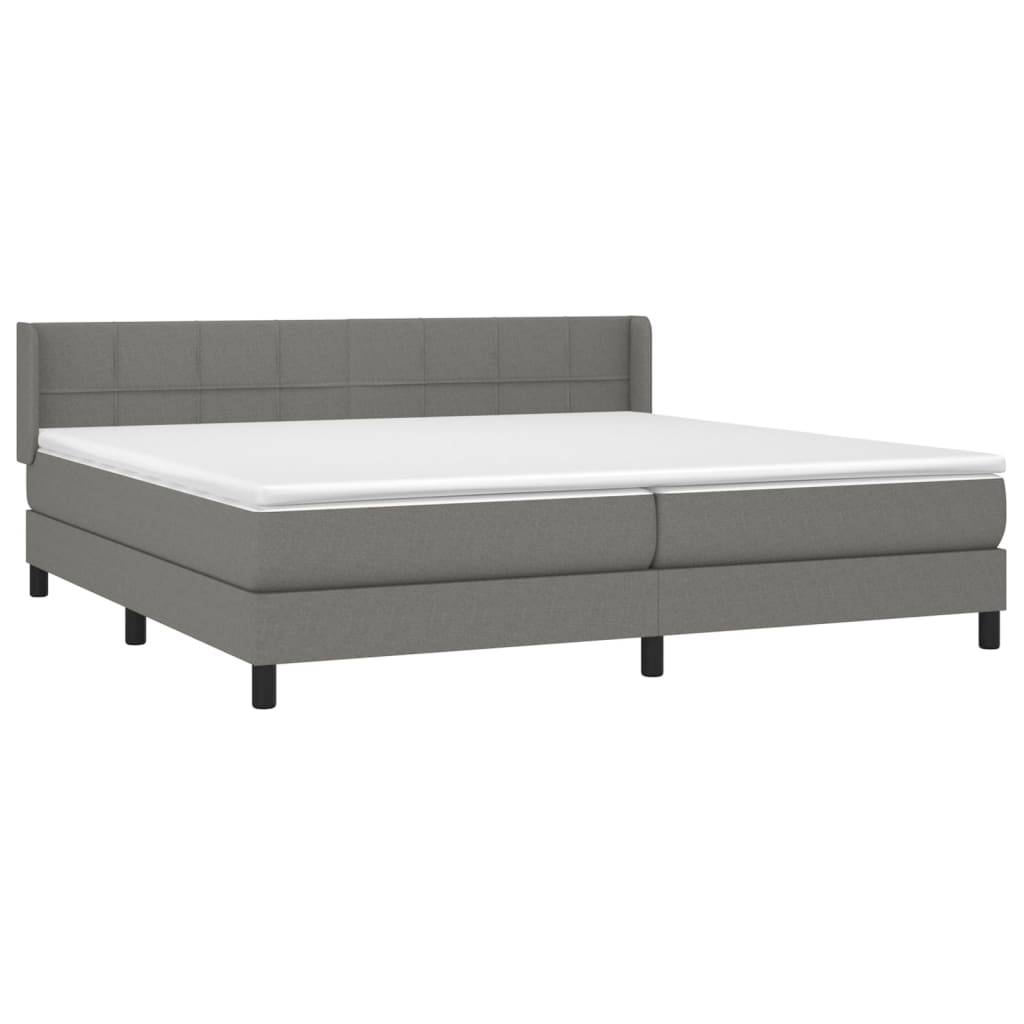 Sommier à lattes de lit avec matelas Gris foncé 200x200cm Tissu