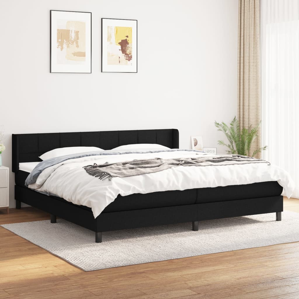 Sommier à lattes de lit avec matelas Noir 200x200 cm Tissu - XIOS
