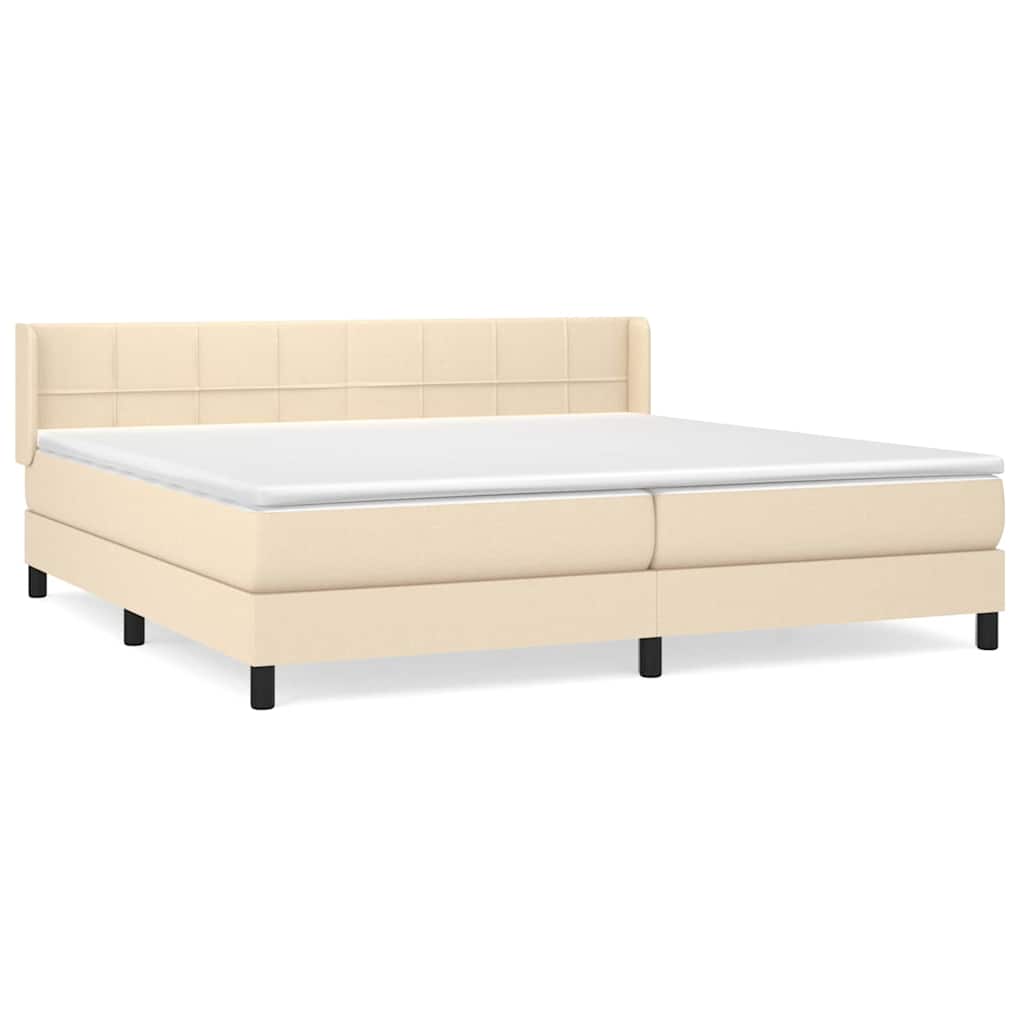 Sommier à lattes de lit avec matelas Crème 200x200 cm Tissu