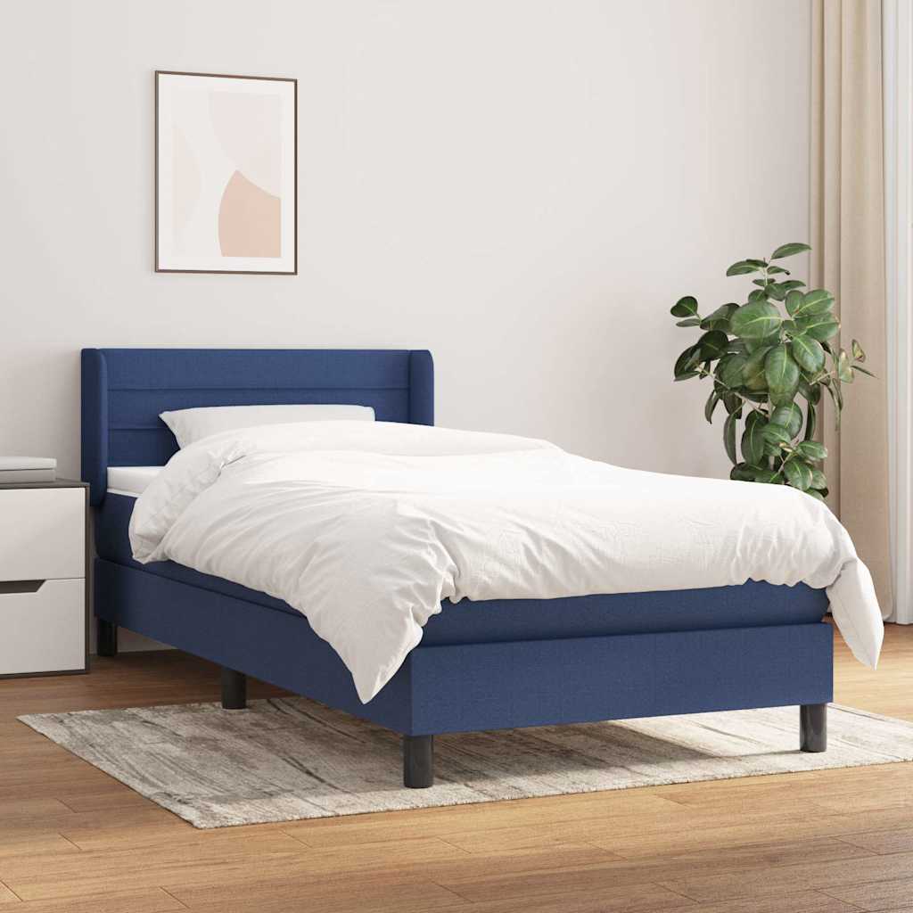 Sommier à lattes de lit avec matelas Bleu 90x190 cm Tissu - XIOS