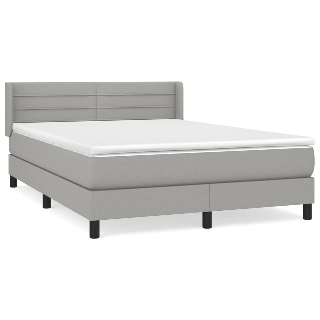 Sommier à lattes de lit avec matelas Gris clair 140x190cm Tissu - XIOS