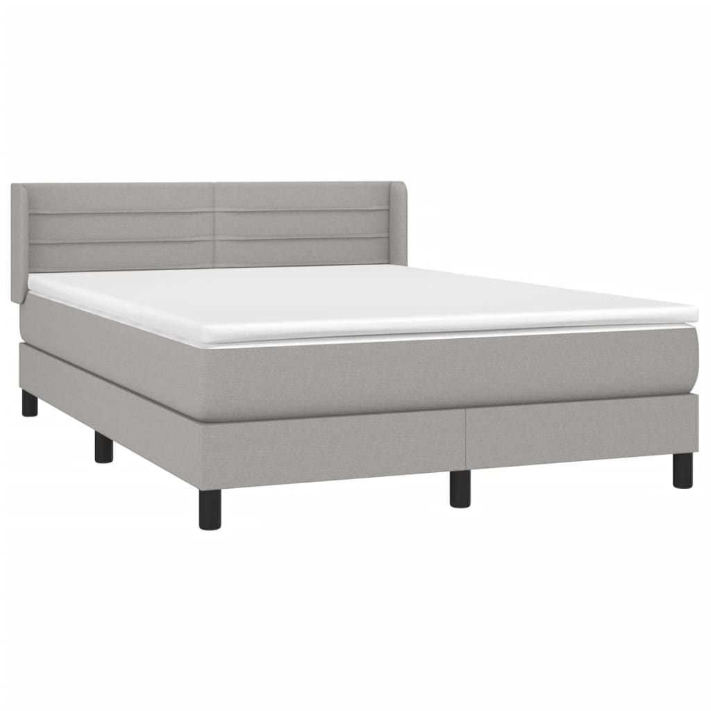 Sommier à lattes de lit avec matelas Gris clair 140x190cm Tissu - XIOS