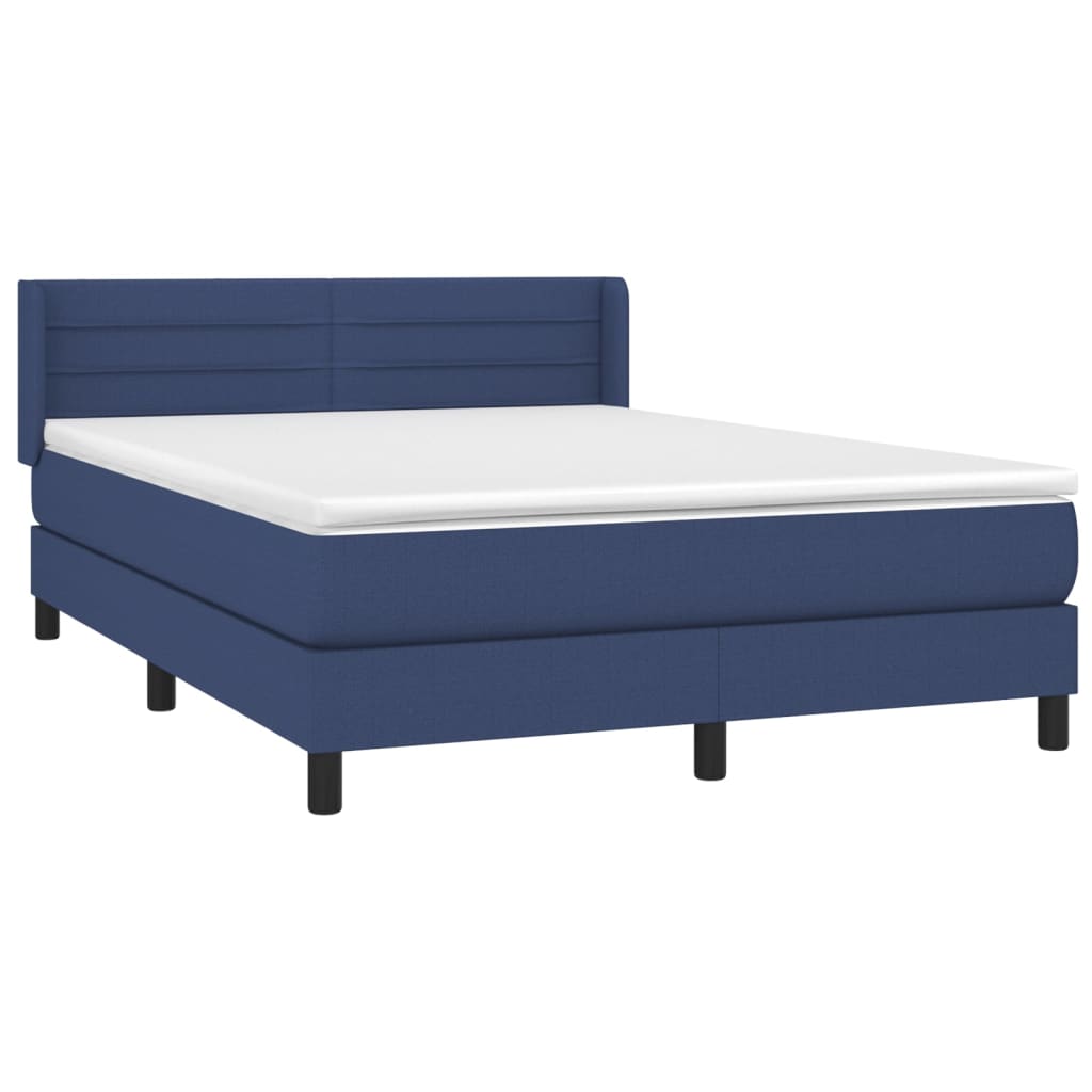 Sommier à lattes de lit avec matelas Bleu 140x190 cm Tissu - XIOS