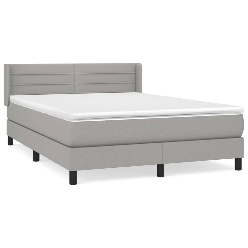 Sommier à lattes de lit avec matelas Gris clair 140x200cm Tissu - XIOS