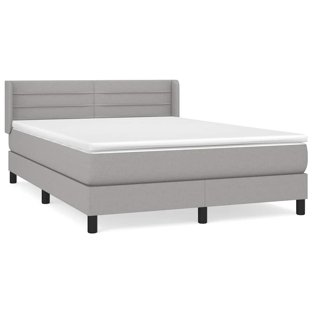 Sommier à lattes de lit avec matelas Gris clair 140x200cm Tissu