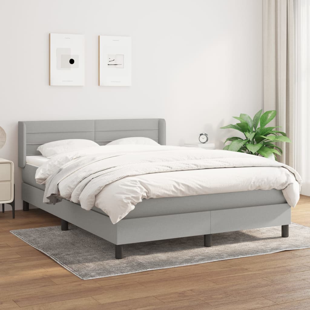 Sommier à lattes de lit avec matelas Gris clair 140x200cm Tissu - XIOS