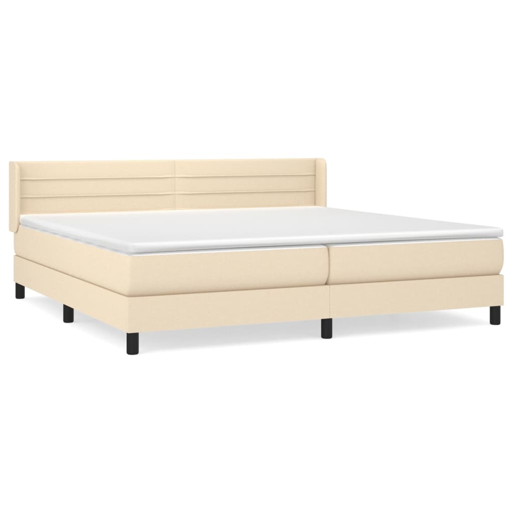 Sommier à lattes de lit avec matelas Crème 200x200 cm Tissu - XIOS