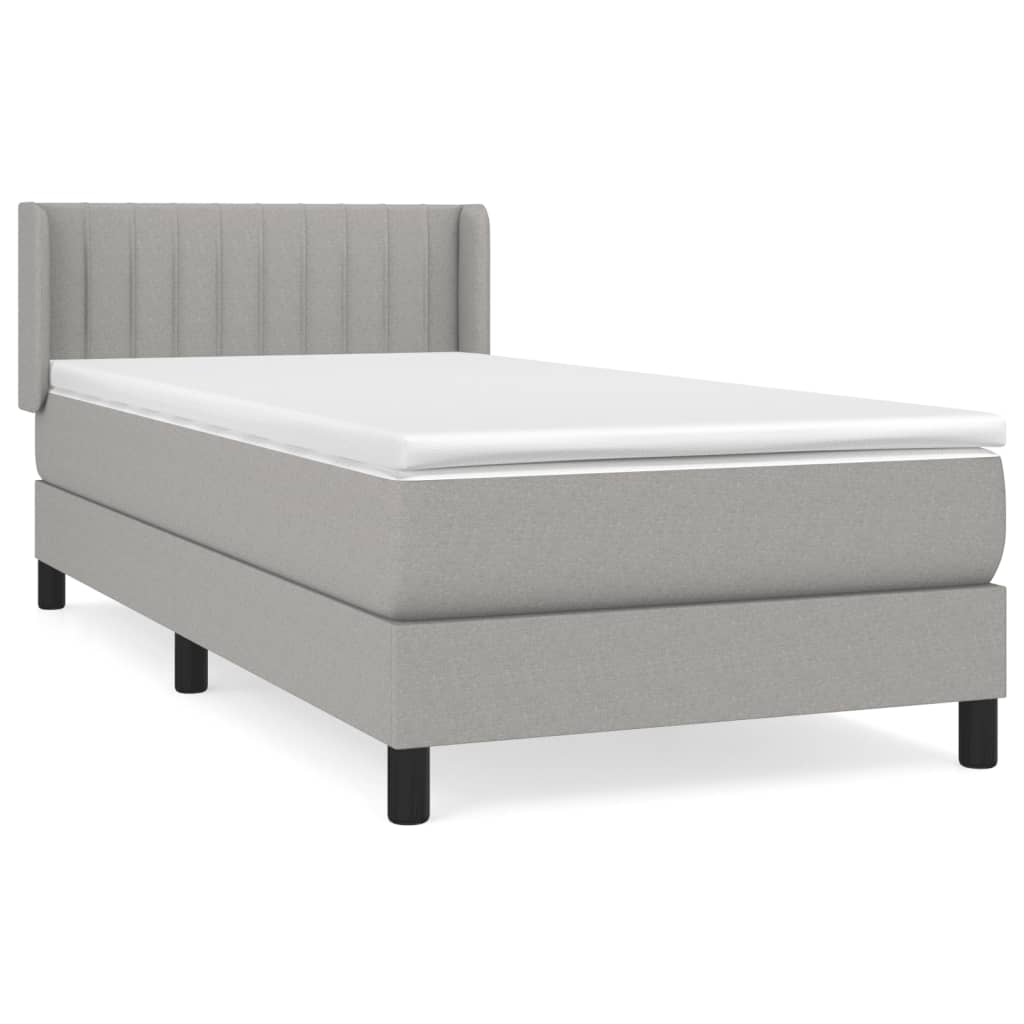 Sommier à lattes de lit et matelas Gris clair 90x190 cm Tissu - XIOS