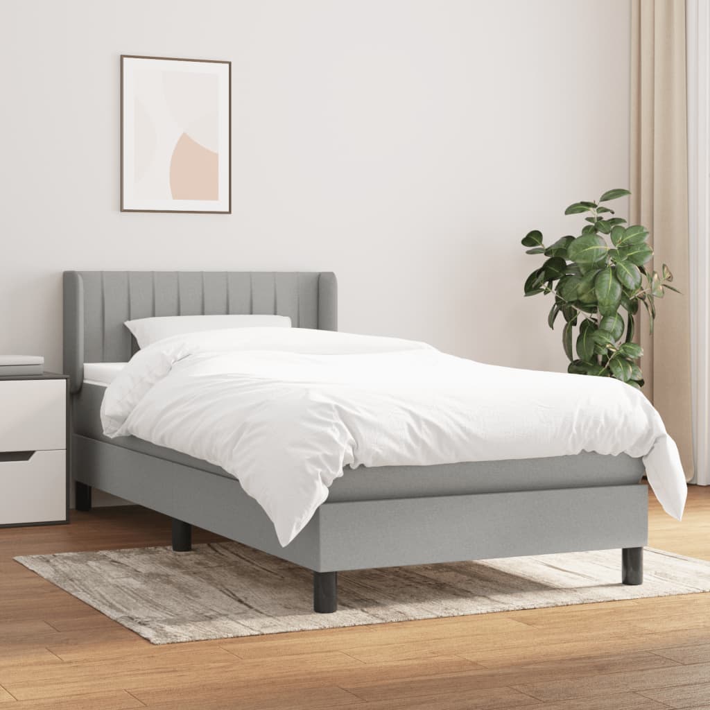 Sommier à lattes de lit et matelas Gris clair 90x190 cm Tissu - XIOS