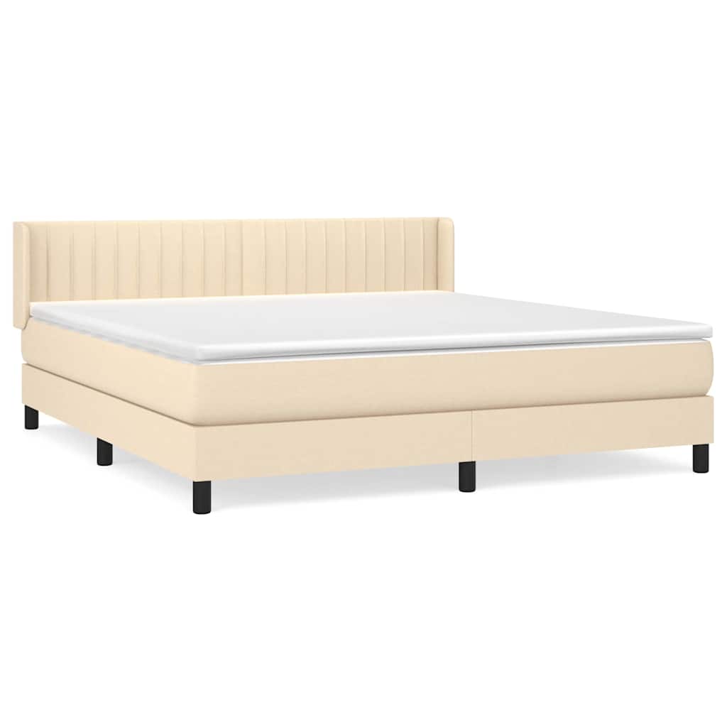 Sommier à lattes de lit avec matelas Crème 160x200 cm Tissu