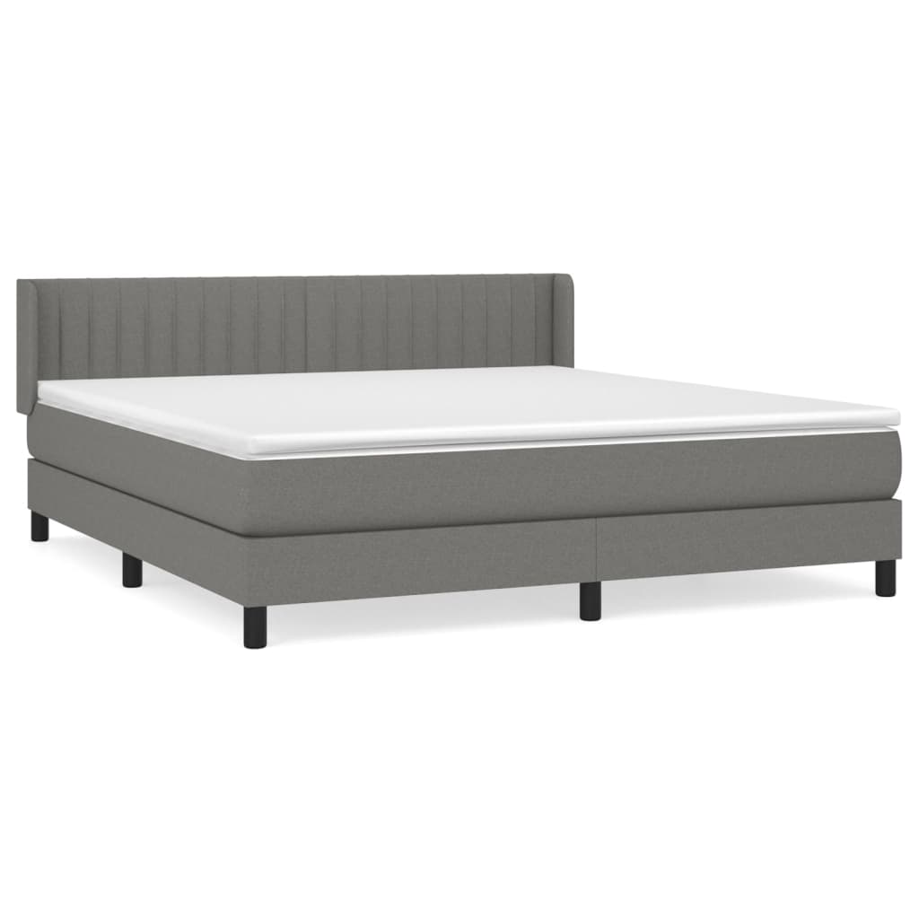 Sommier à lattes de lit avec matelas Gris foncé 180x200cm Tissu - XIOS