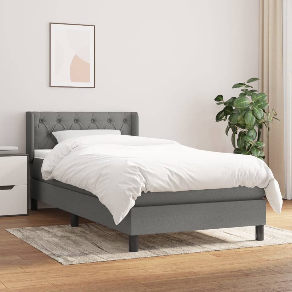 Sommier à lattes de lit avec matelas Gris foncé 80x200 cm Tissu - XIOS