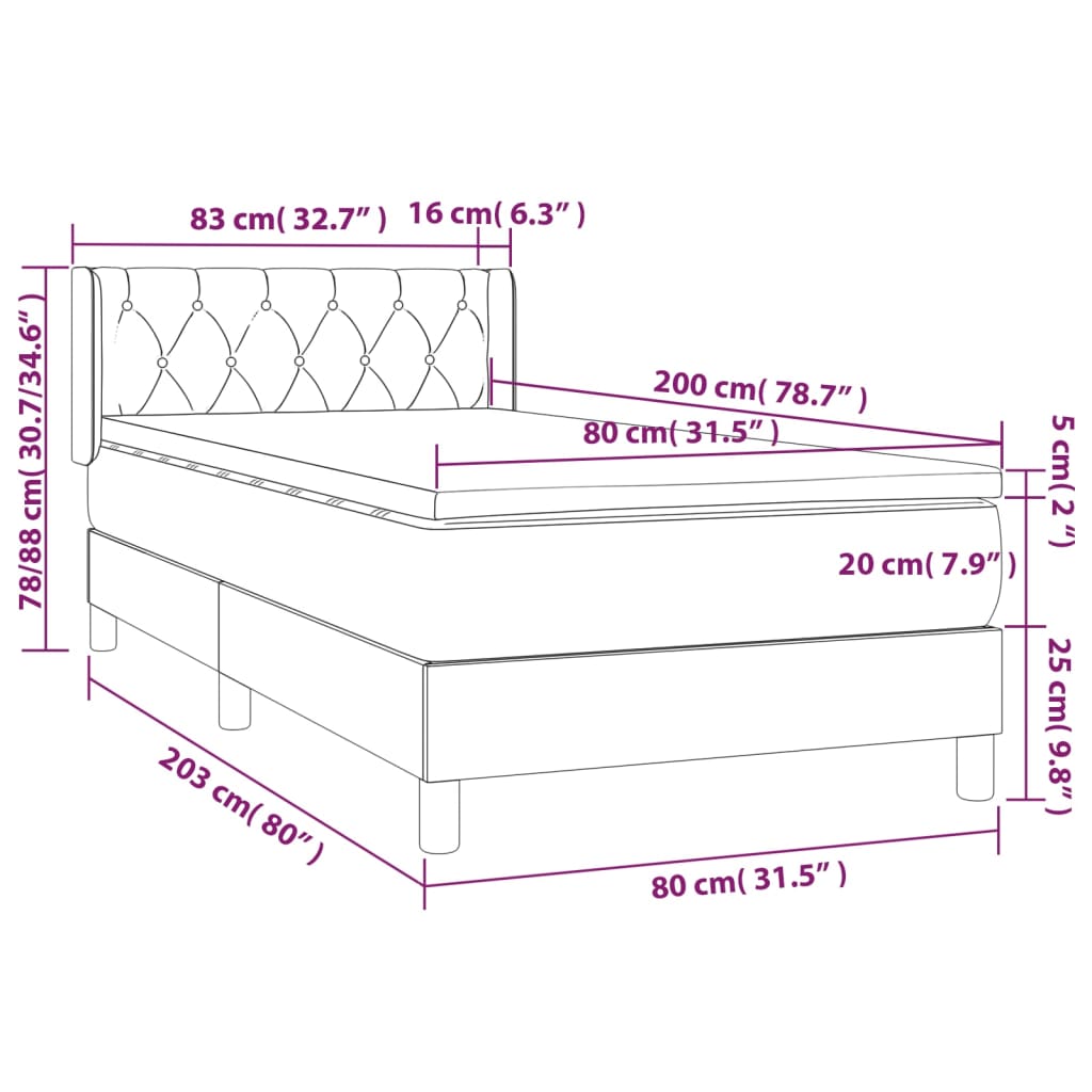 Sommier à lattes de lit avec matelas Bleu 80x200 cm Tissu - XIOS