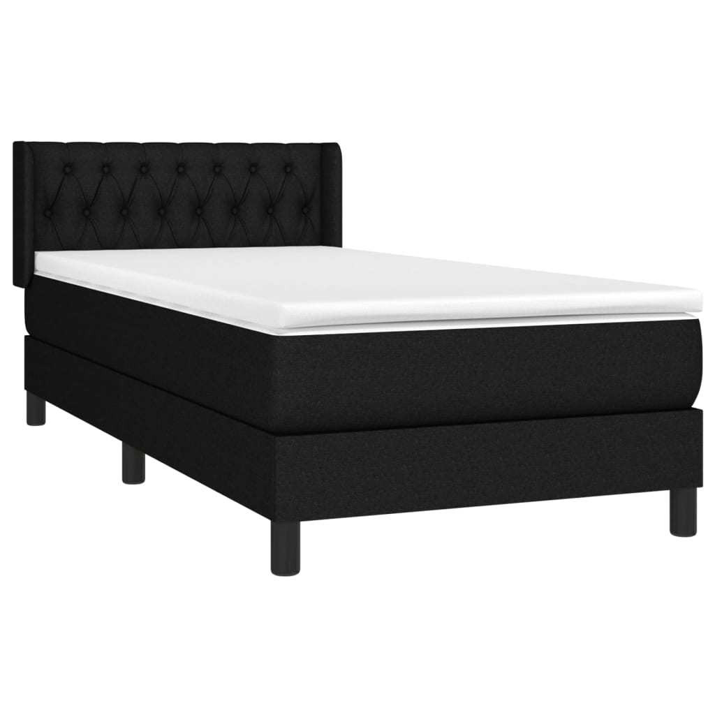 Sommier à lattes de lit avec matelas Noir 90x200 cm Tissu - XIOS