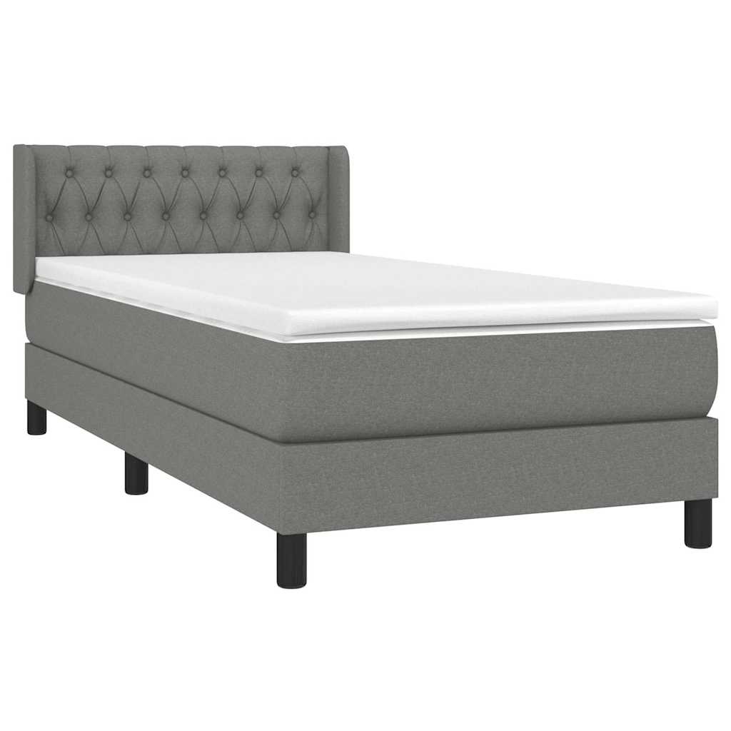 Sommier à lattes de lit avec matelas Gris foncé 100x200cm Tissu