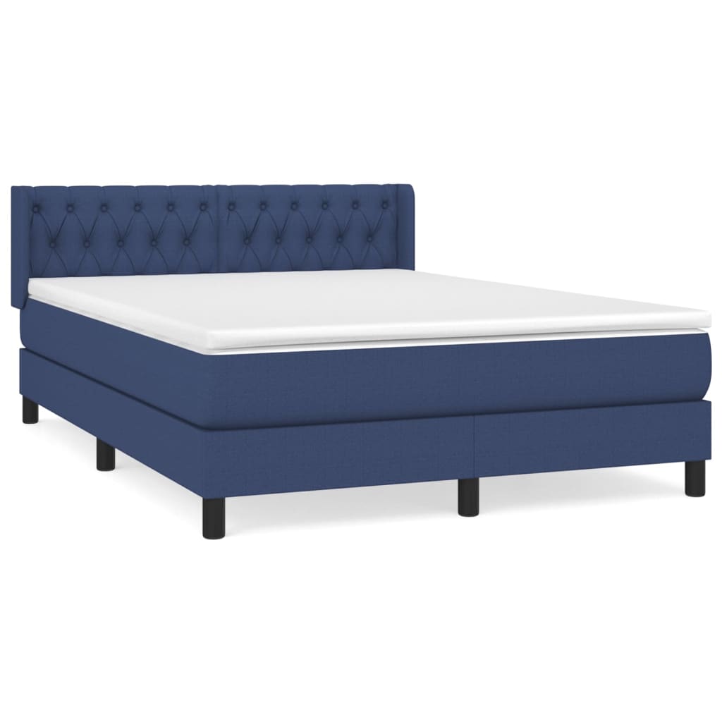 Sommier à lattes de lit avec matelas Bleu 140x190 cm Tissu - XIOS
