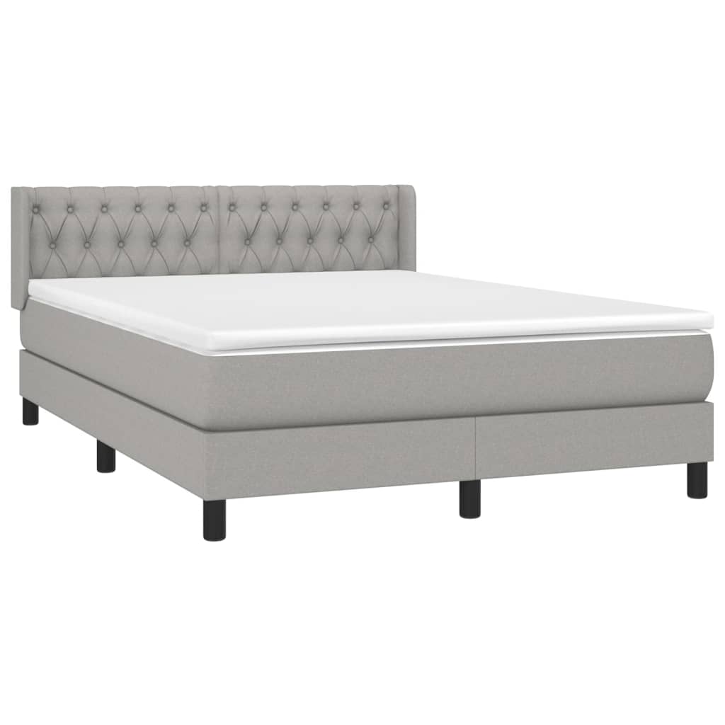 Sommier à lattes de lit avec matelas Gris clair 140x200cm Tissu