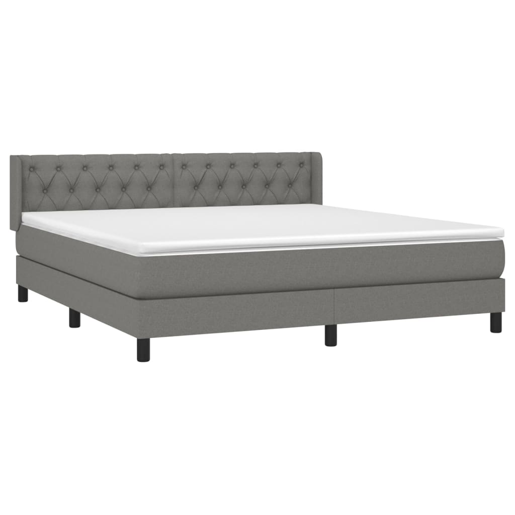 Sommier à lattes de lit avec matelas Gris foncé 160x200cm Tissu - XIOS