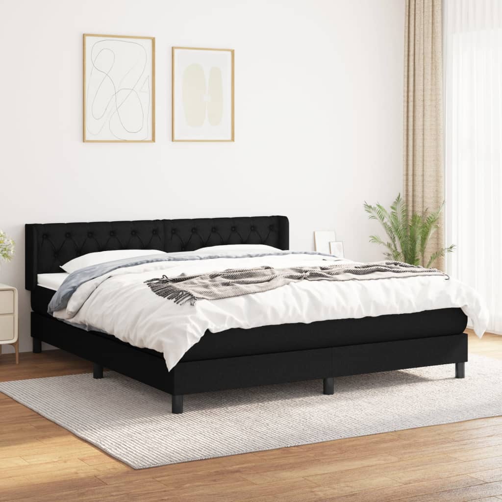 Sommier à lattes de lit avec matelas Noir 160x200 cm Tissu - XIOS