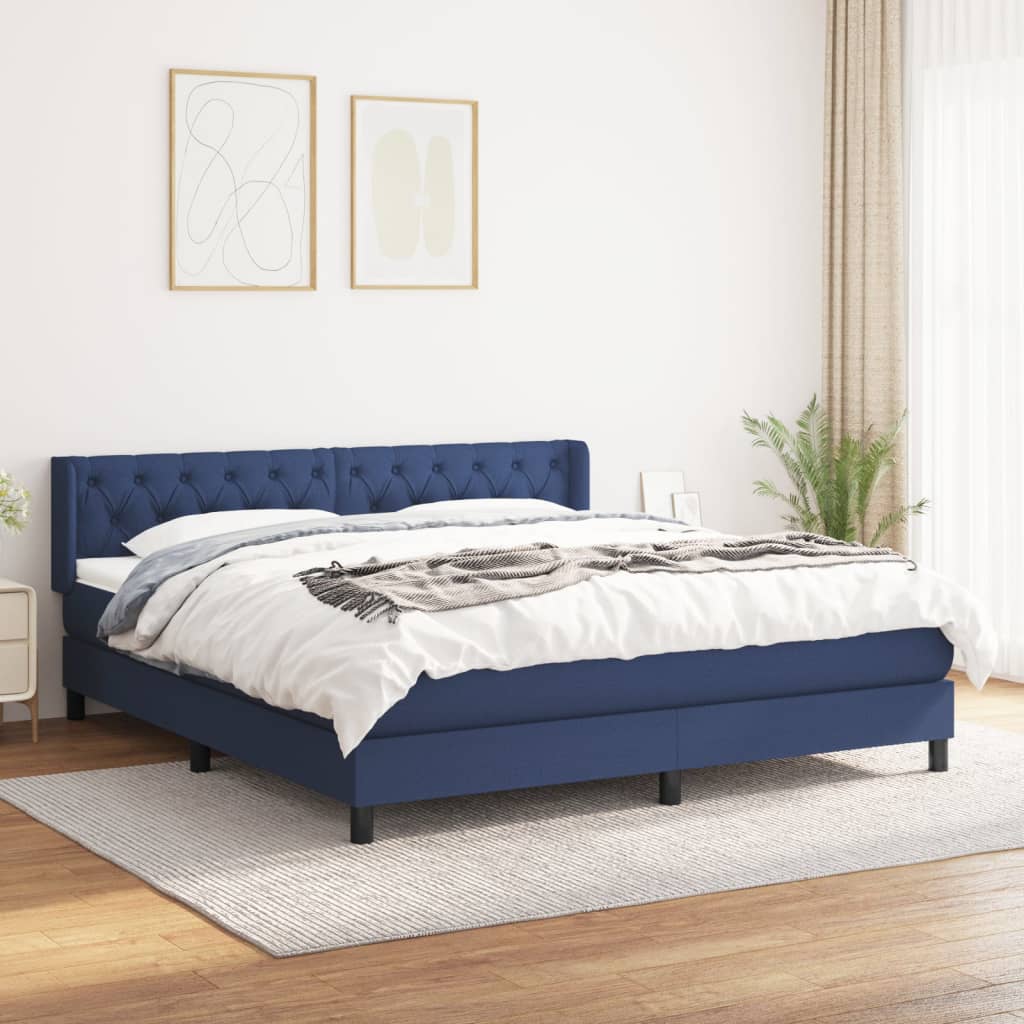 Sommier à lattes de lit avec matelas Bleu 160x200 cm Tissu - XIOS