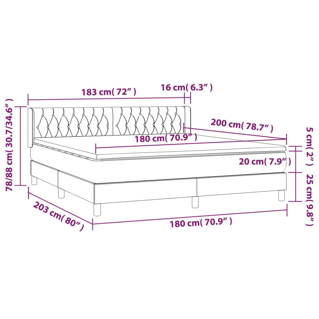 Sommier à lattes de lit avec matelas Taupe 180x200 cm Tissu - XIOS