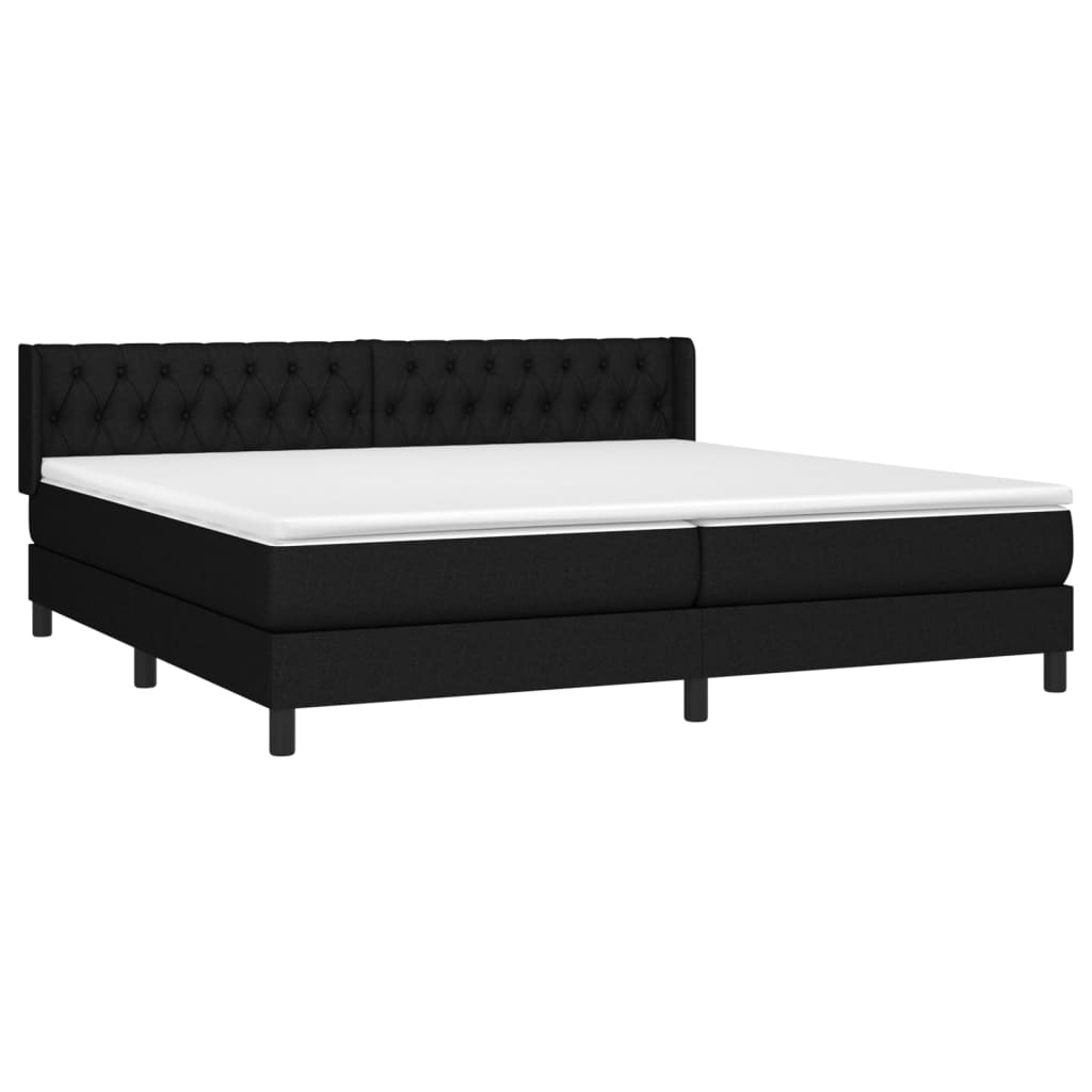 Sommier à lattes de lit avec matelas Noir 200x200 cm Tissu