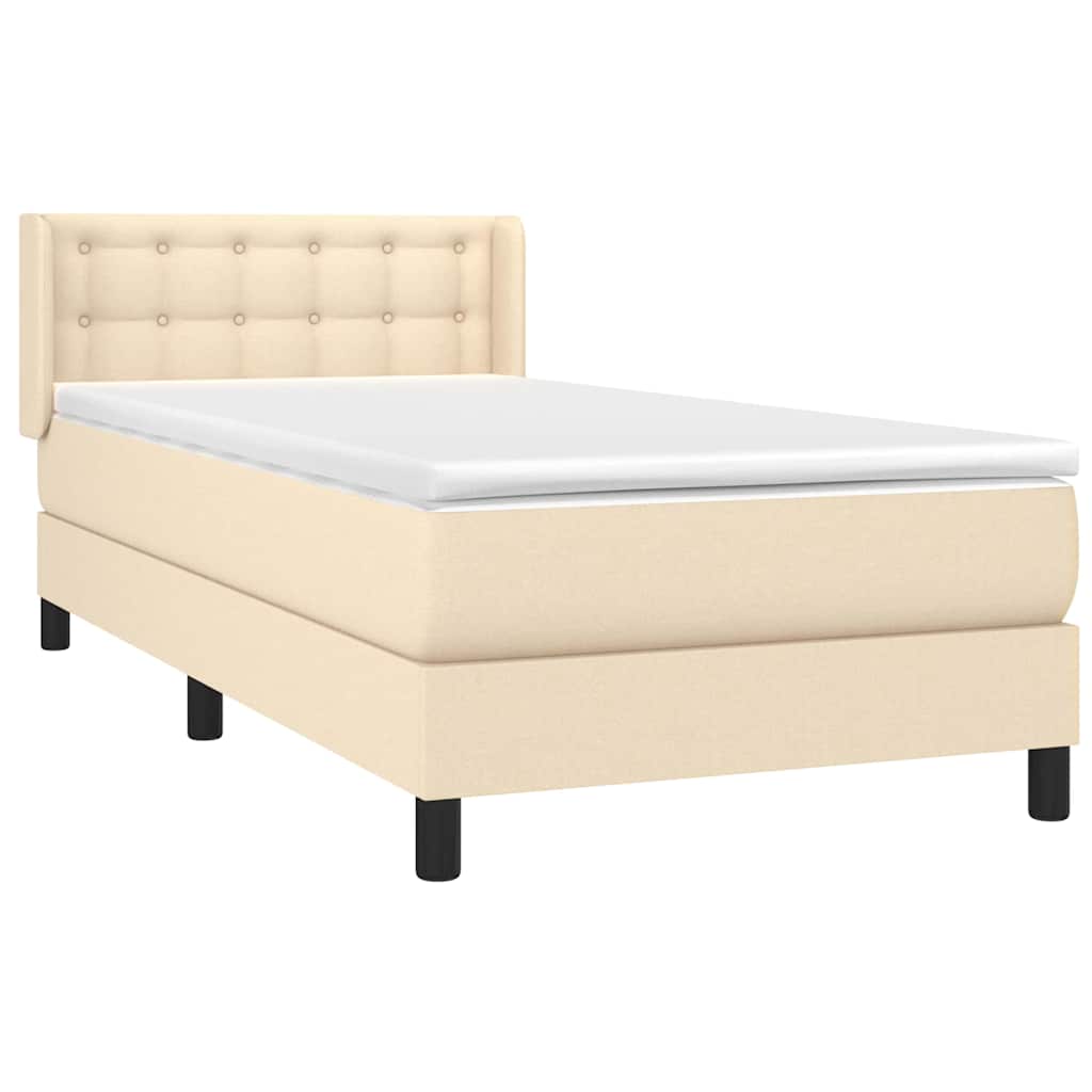 Sommier à lattes de lit avec matelas Crème 80x200 cm Tissu