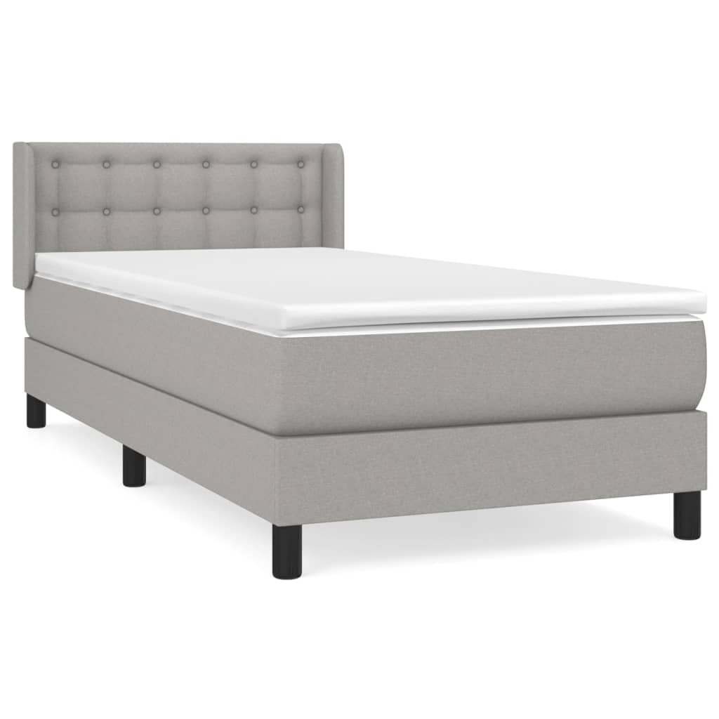 Sommier à lattes de lit et matelas Gris clair 90x190 cm Tissu - XIOS