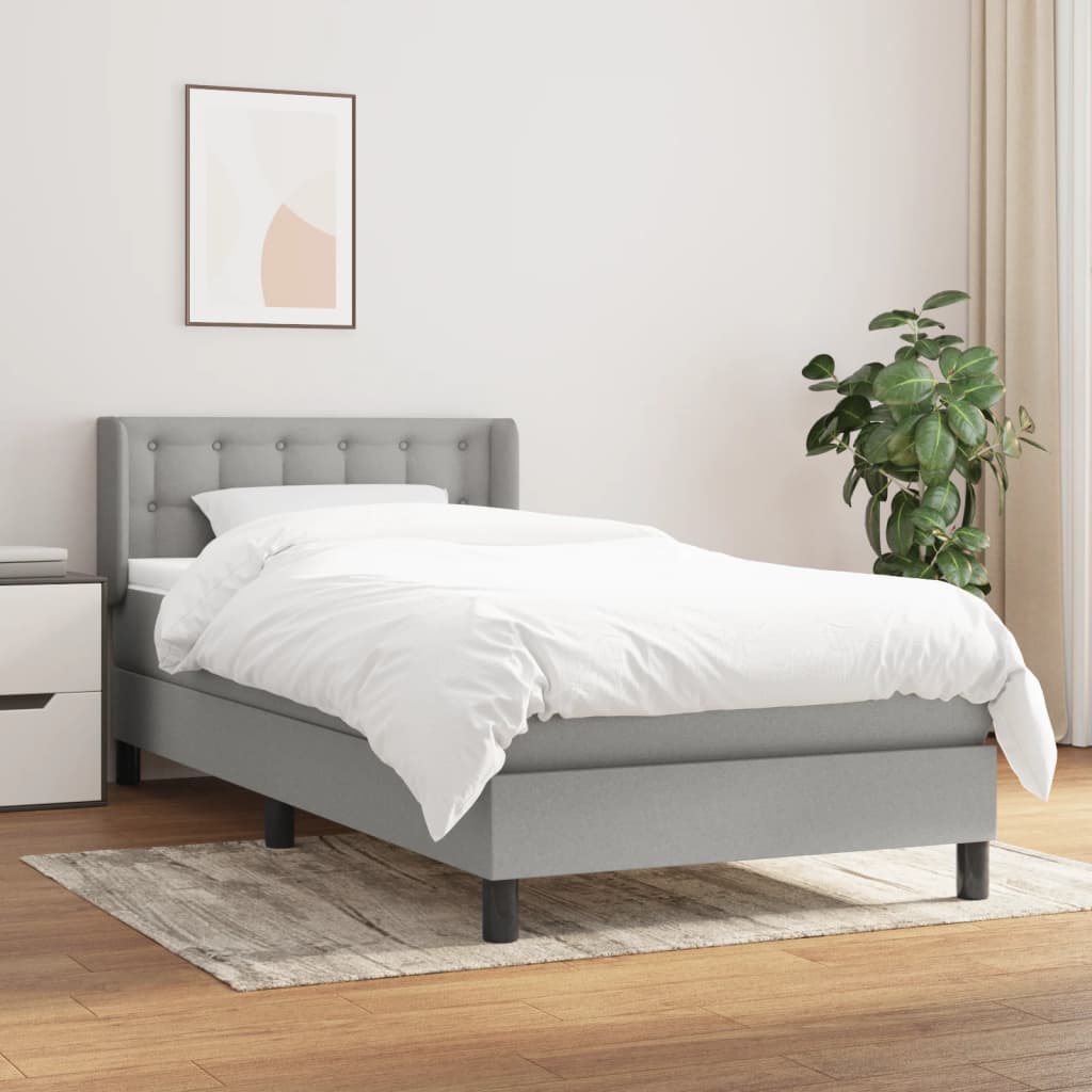 Sommier à lattes de lit et matelas Gris clair 90x190 cm Tissu - XIOS