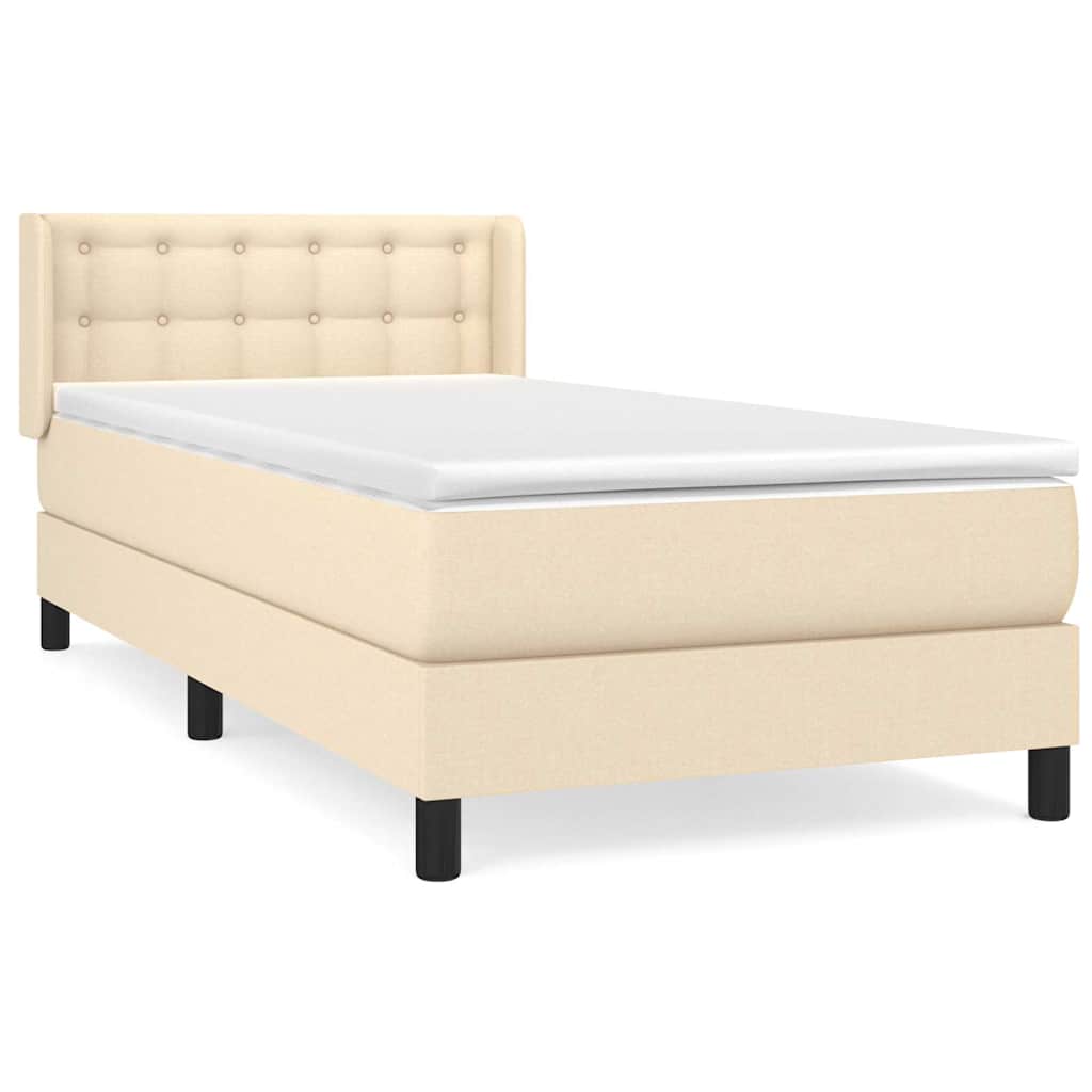 Sommier à lattes de lit et matelas Crème 90x190 cm Tissu