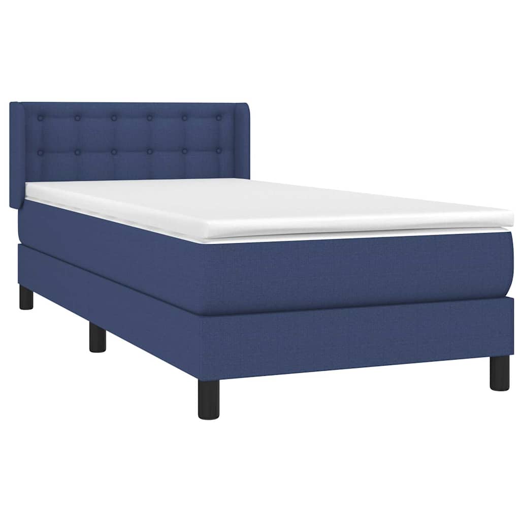 Sommier à lattes de lit avec matelas Bleu 90x190 cm Tissu