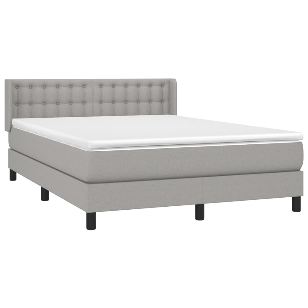 Sommier à lattes de lit avec matelas Gris clair 140x190cm Tissu - XIOS